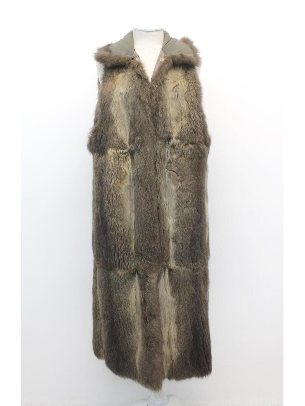 Excellent Moss Green Opossum Fur Long Vest Women Woman Size 4-6 Small